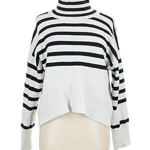 a new day Black and White Striped Turtleneck Sweater